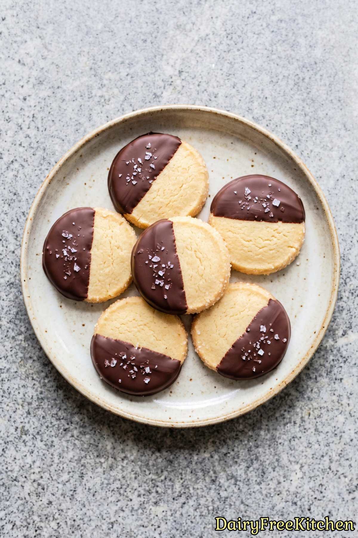 Dairy free dark chocolate dipped shortbread