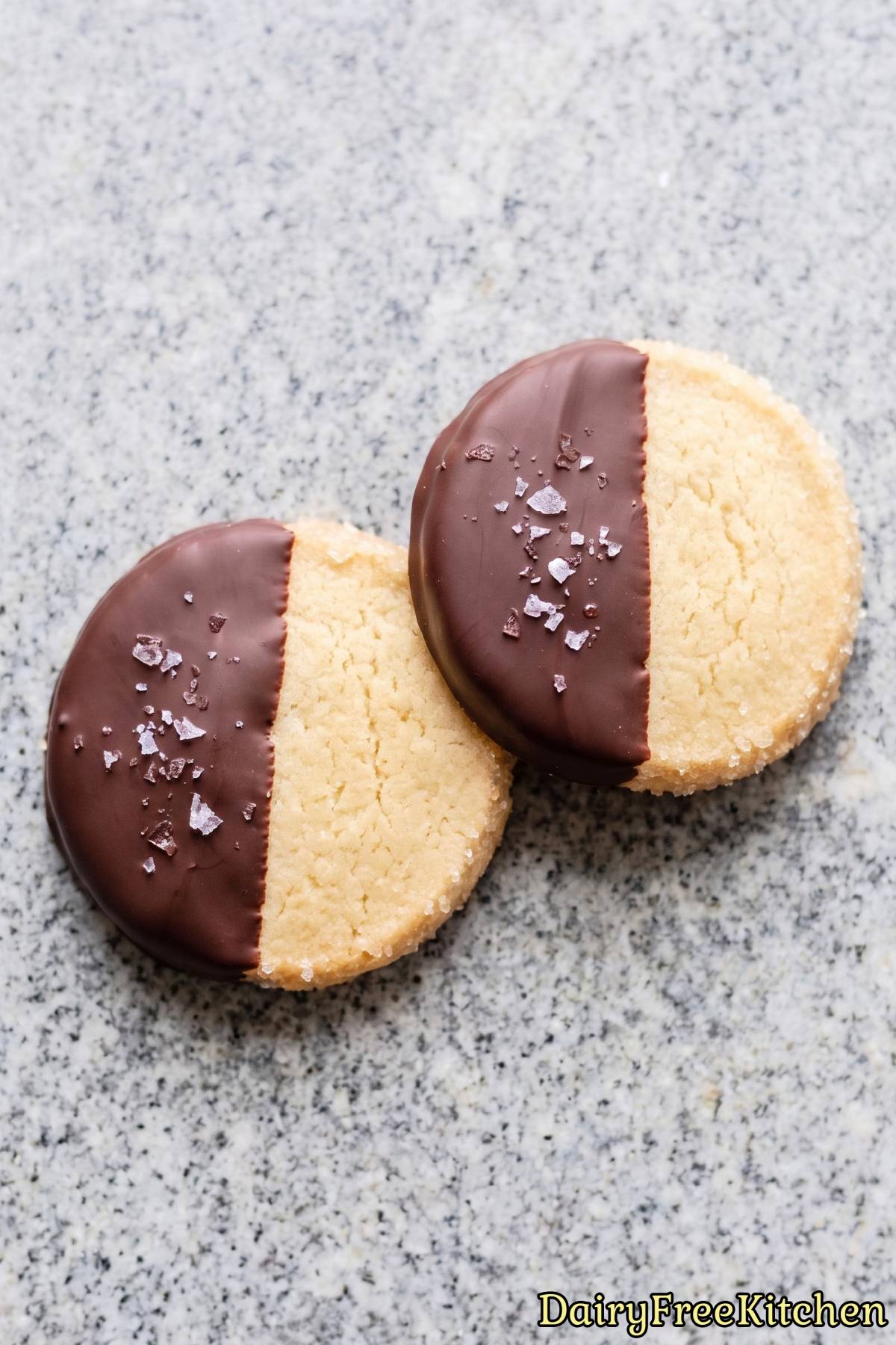 Homemade vegan chocolate dipped shortbread