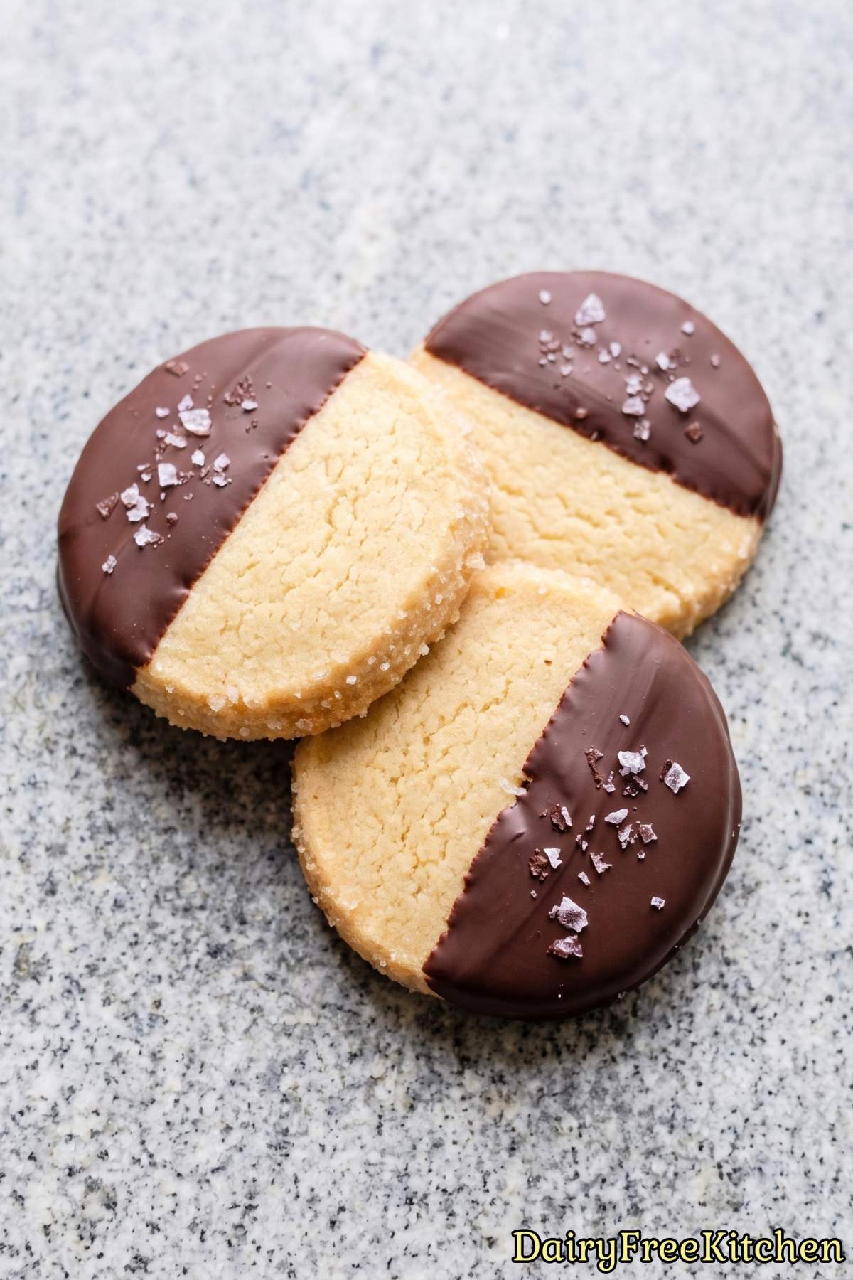Sweet dairy free chocolate dipped biscuits