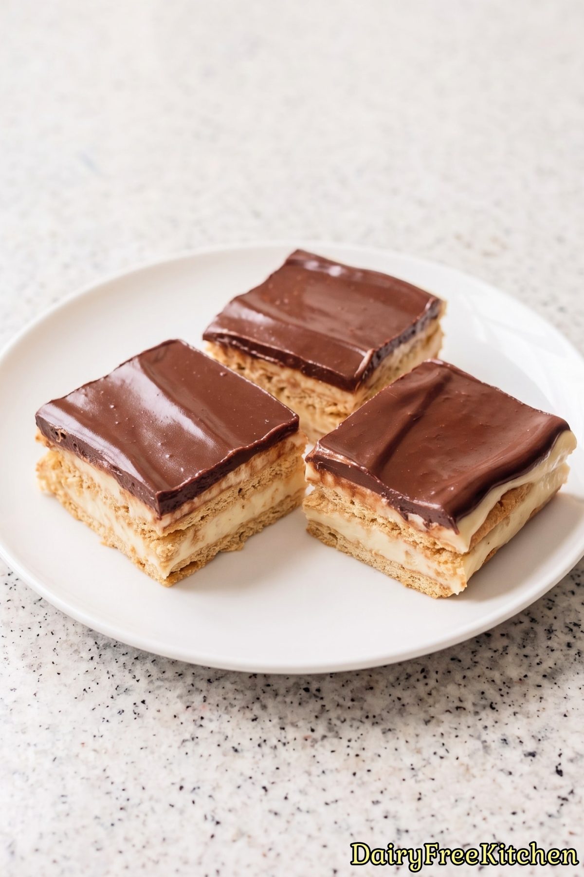 Layered dairy free chocolate eclair cake