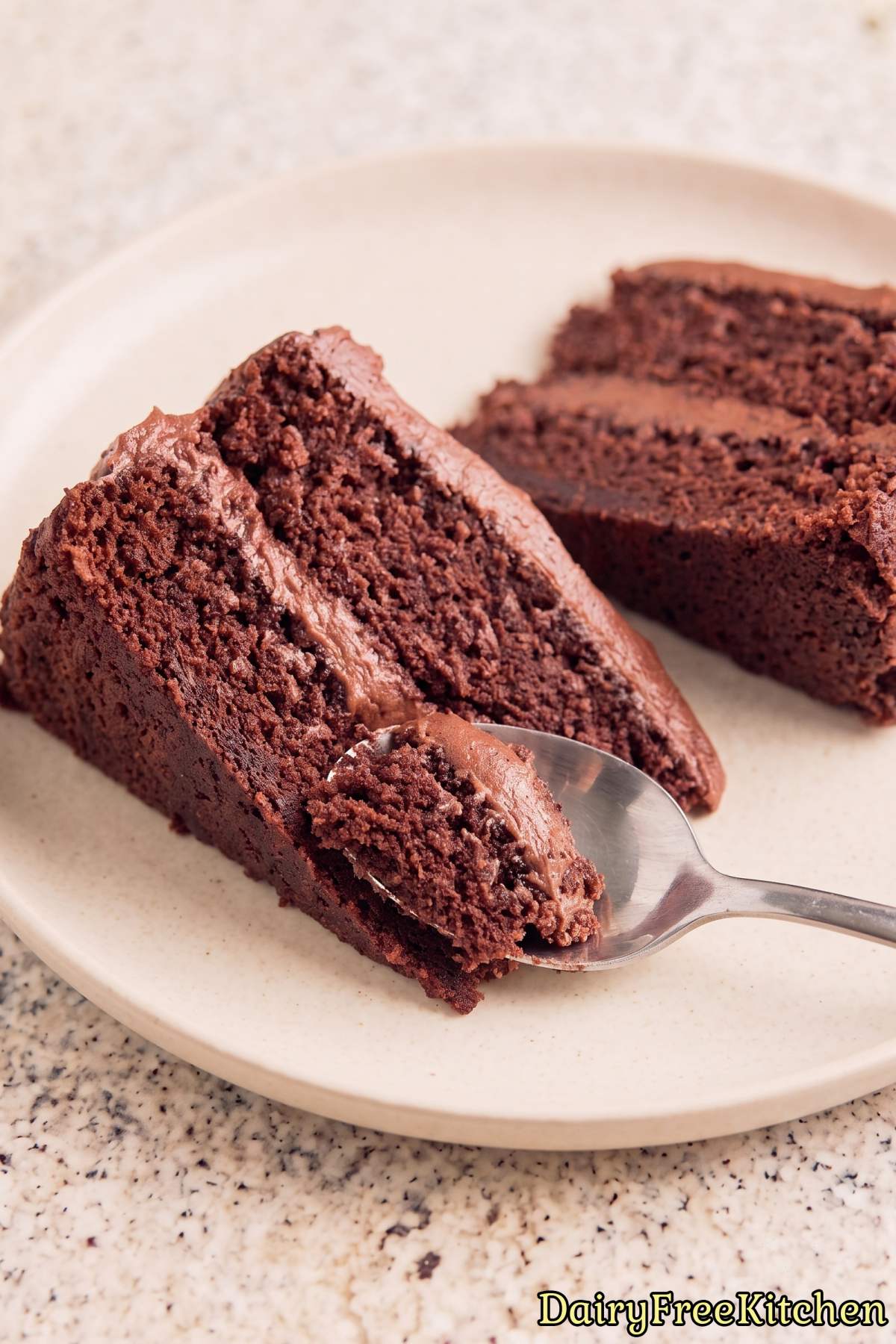 Decadent dairy free chocolate fudge cake