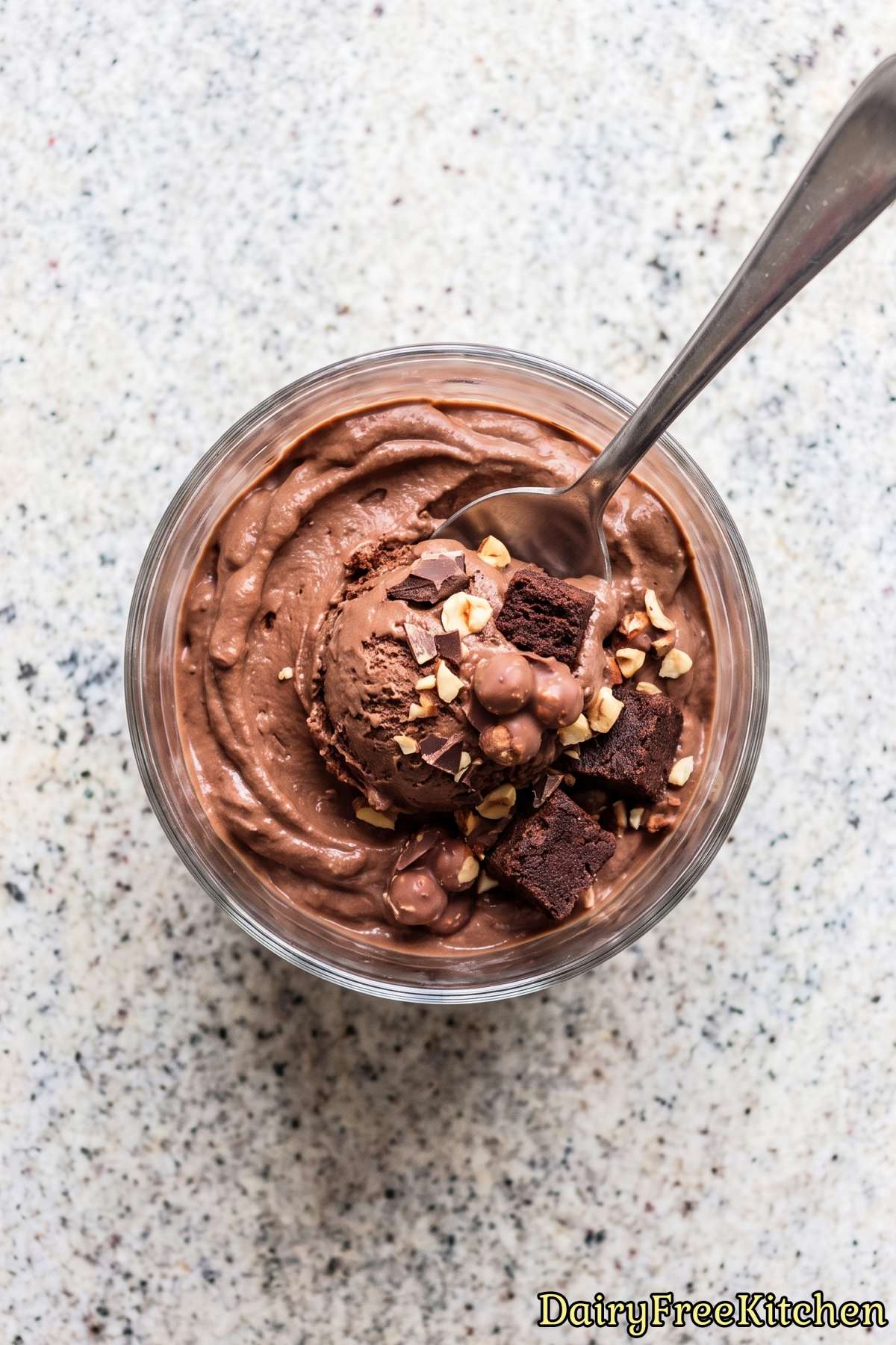 Sweet chocolate hazelnut brownie ice cream