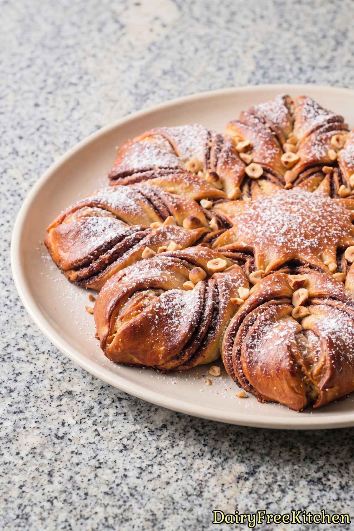 Fluffy dairy free hazelnut star bread
