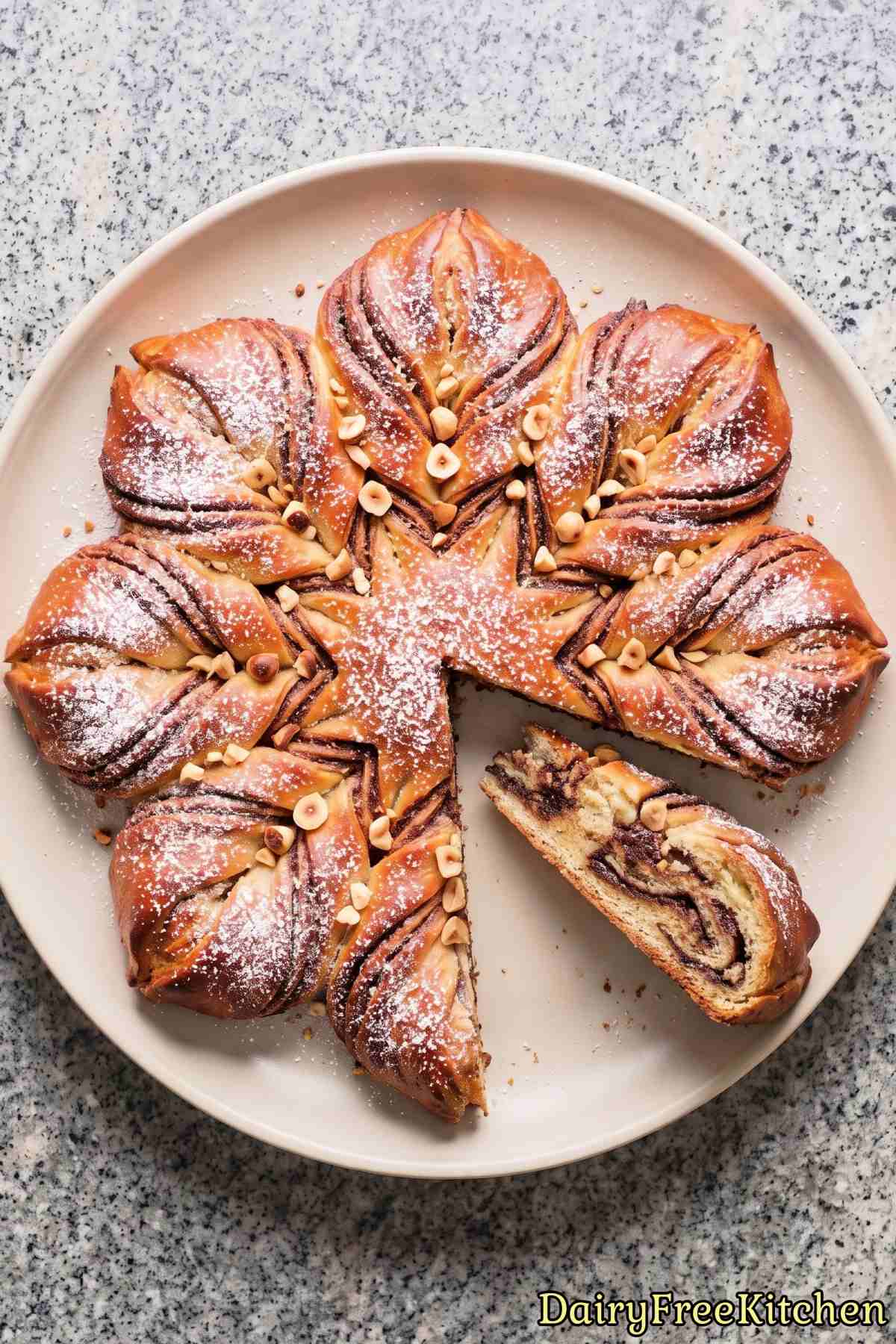 Baked dairy free chocolate star bread