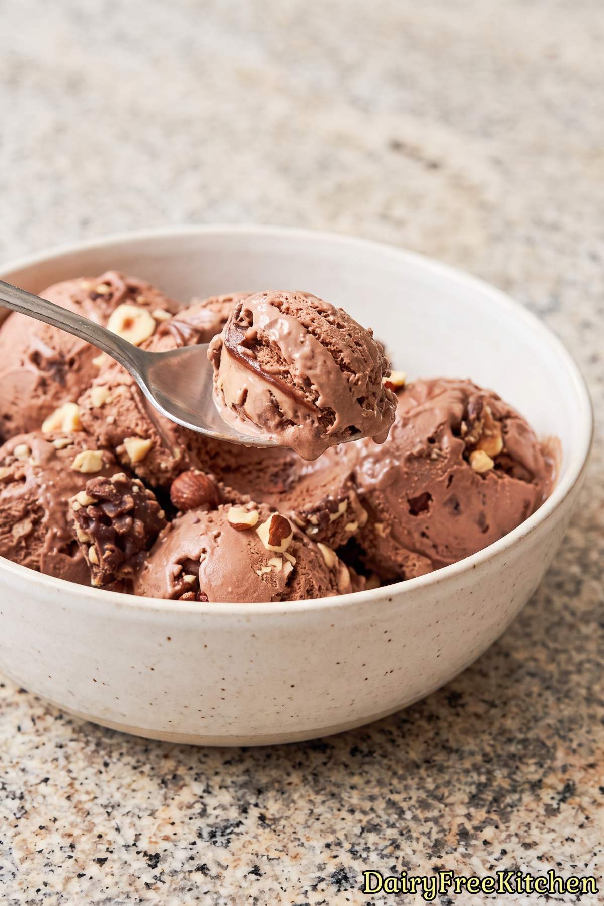 Crunchy wafer chocolate hazelnut vegan ice cream