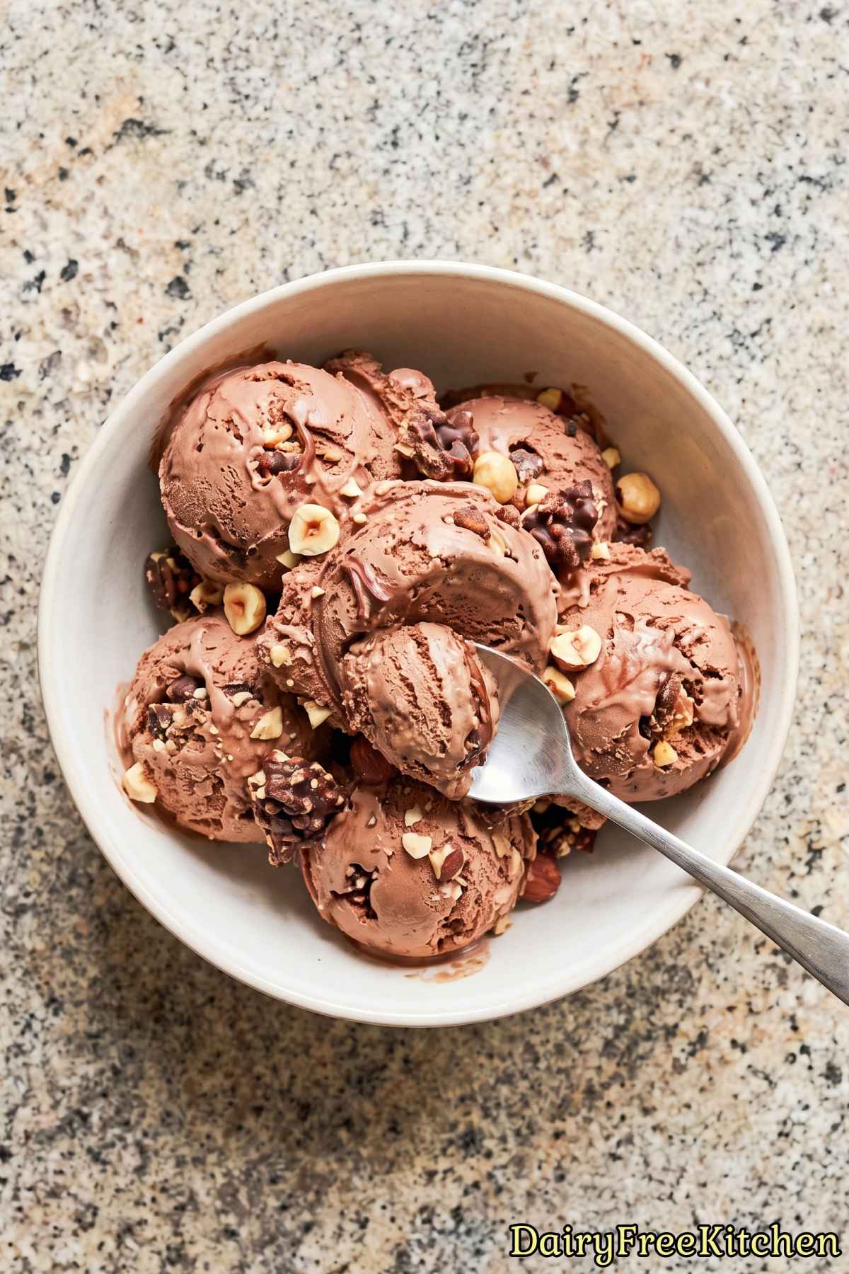 Crispy hazelnut wafer chocolate ice cream bowl