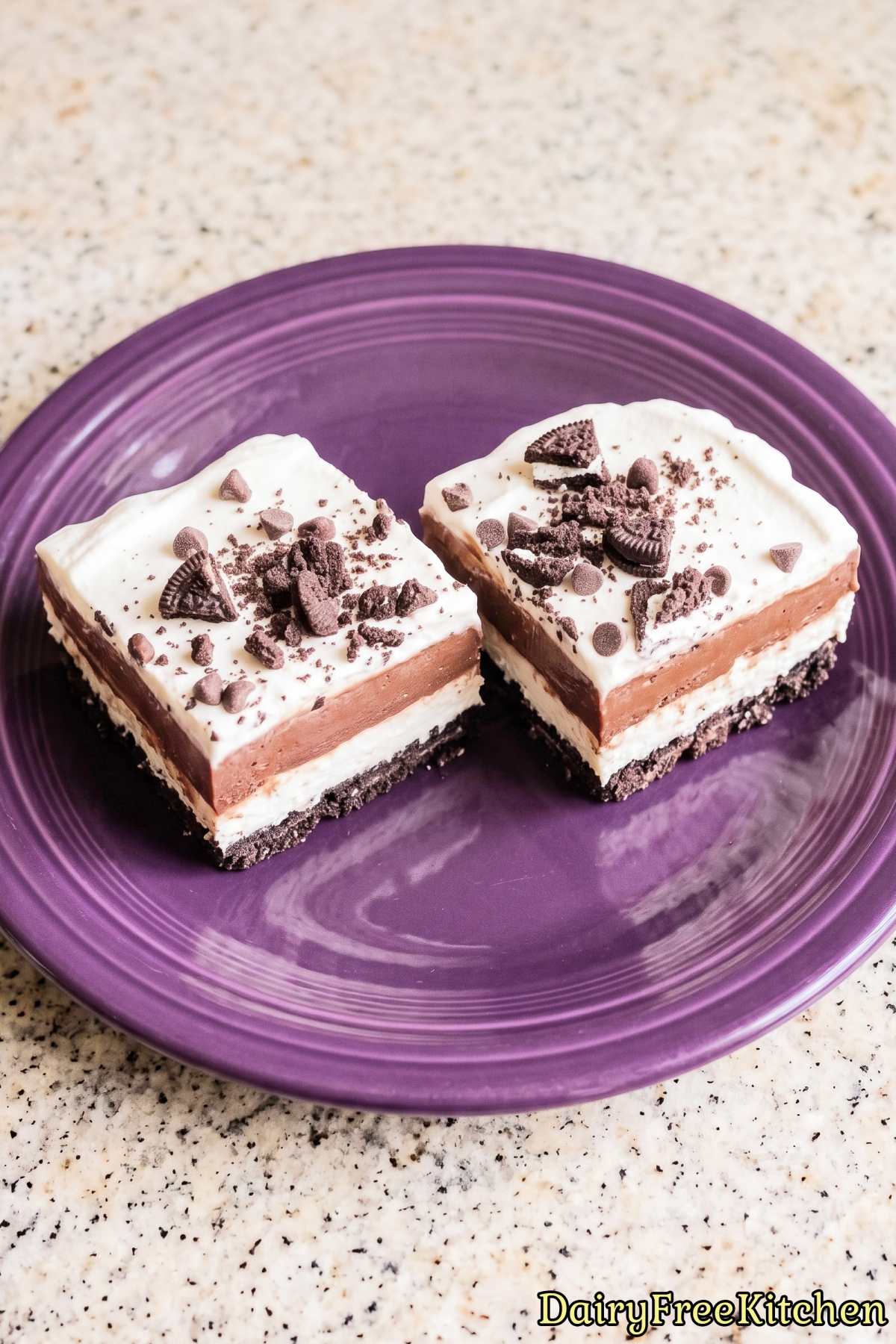 Dairy free chocolate lasagna slice