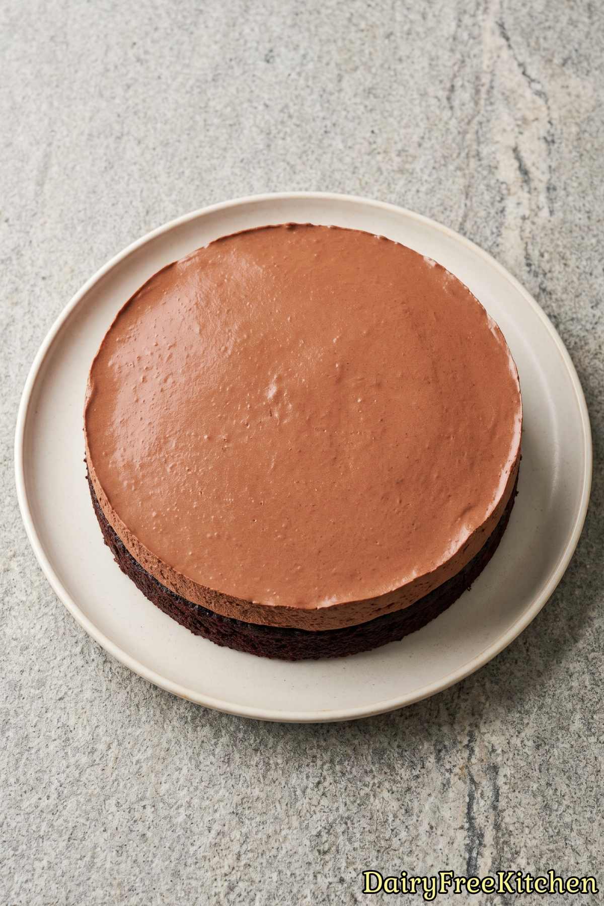 Rich slice of dairy free chocolate cake