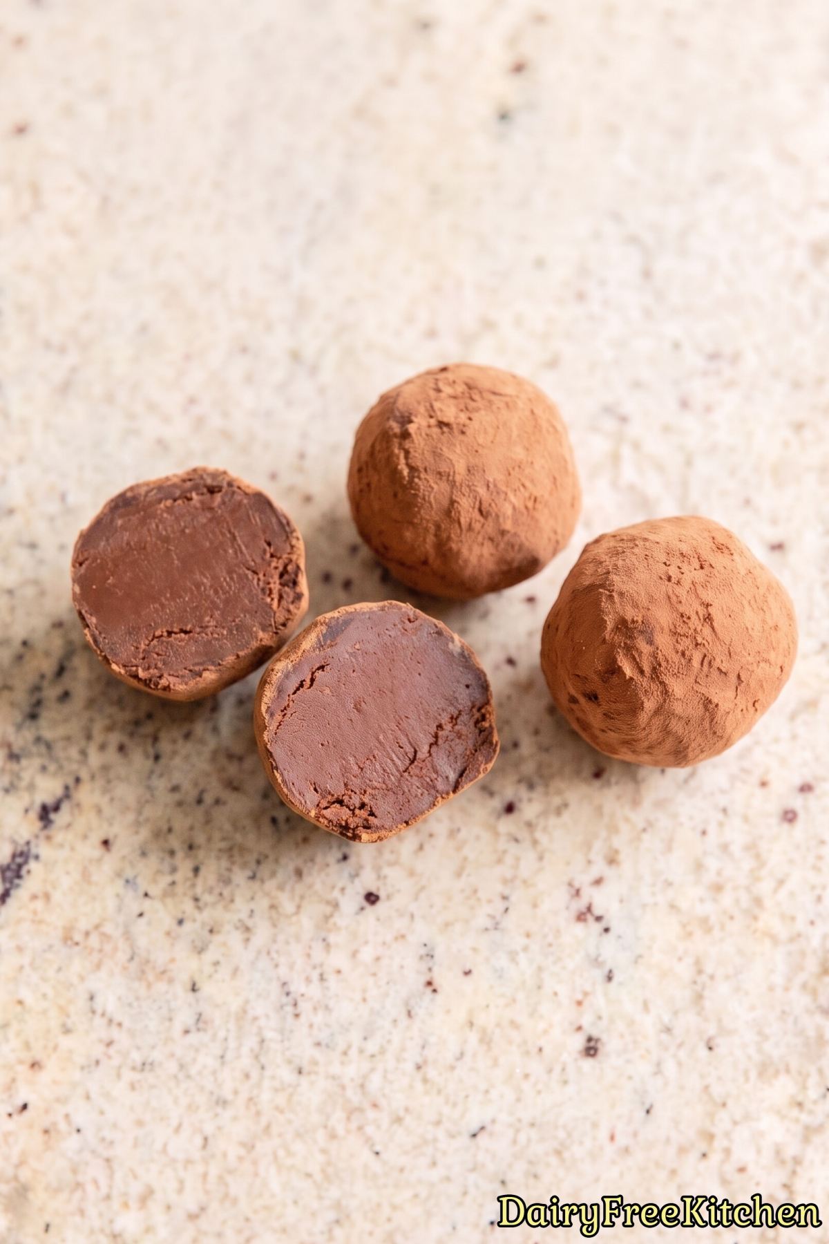 Fresh plant based chocolate truffle bites.