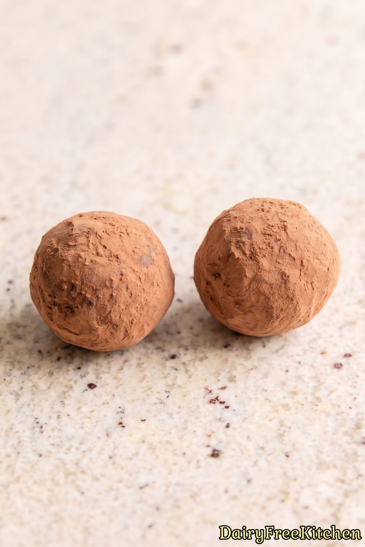 Sweet dairy free chocolate truffles up close.