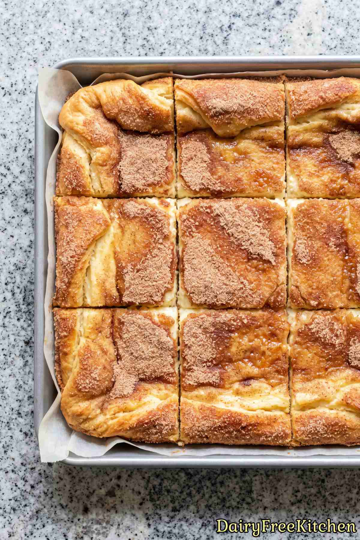 Soft dairy free churro bars