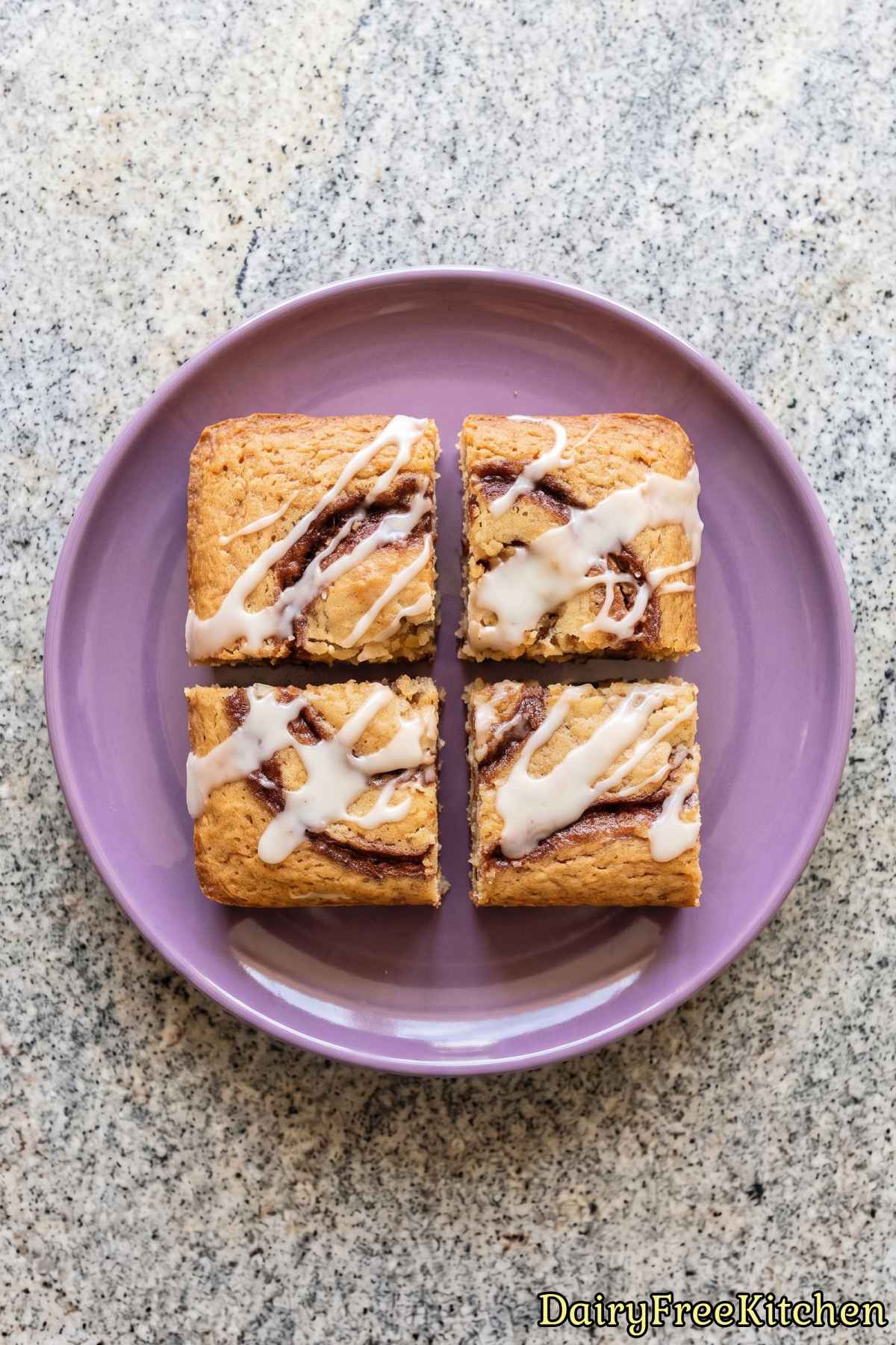 Dairy free cinnamon swirl blondie squares