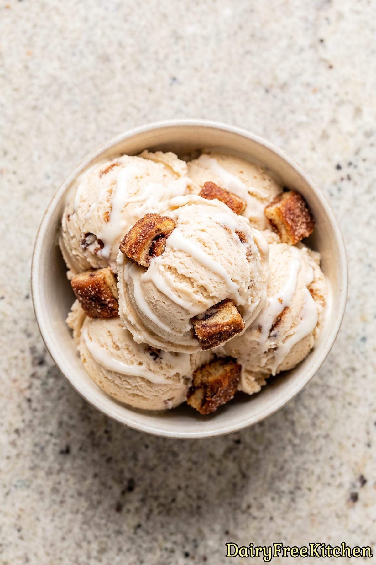 Chilled dairy free cinnamon roll dessert