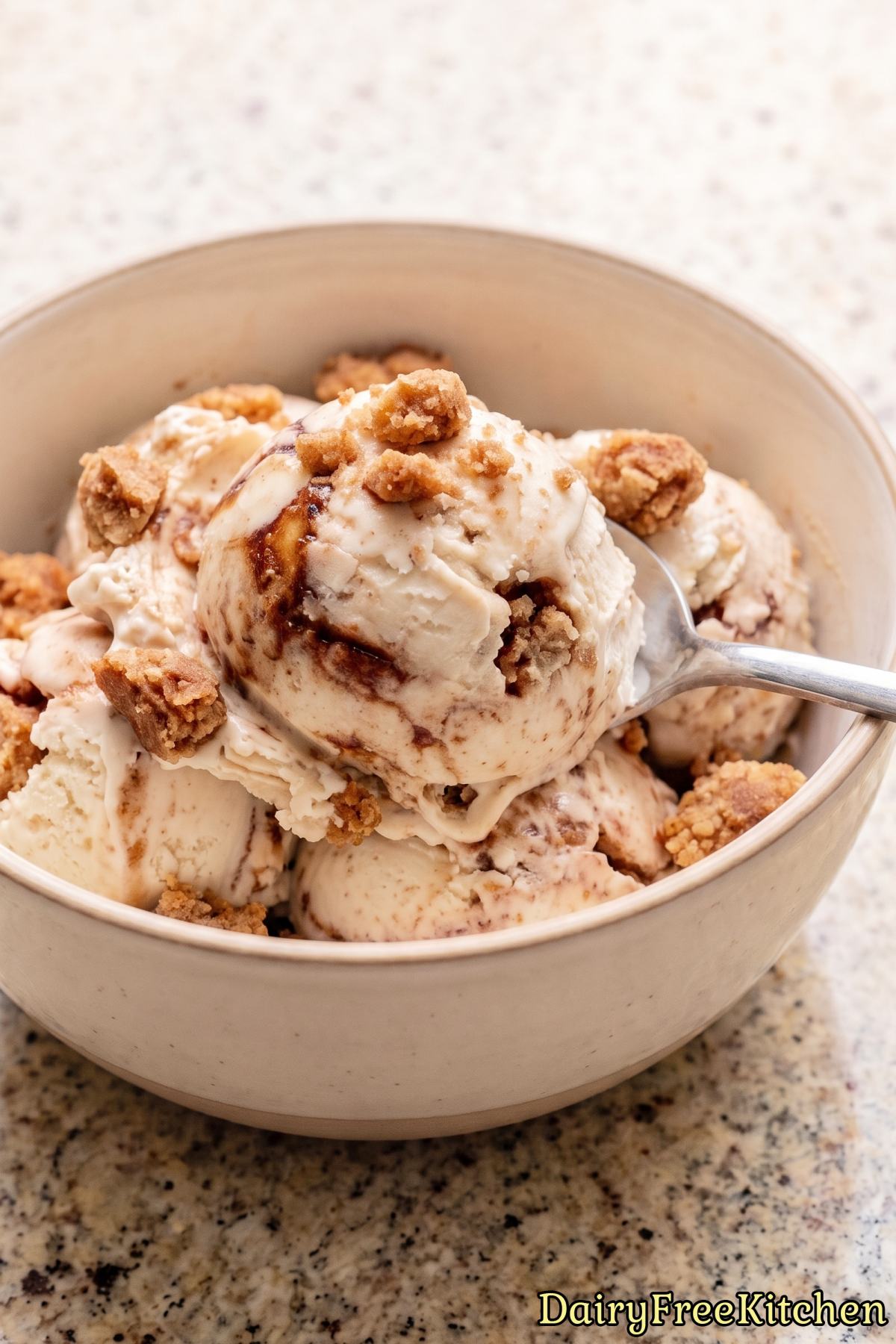 Sweet dairy free cinnamon roll ice cream