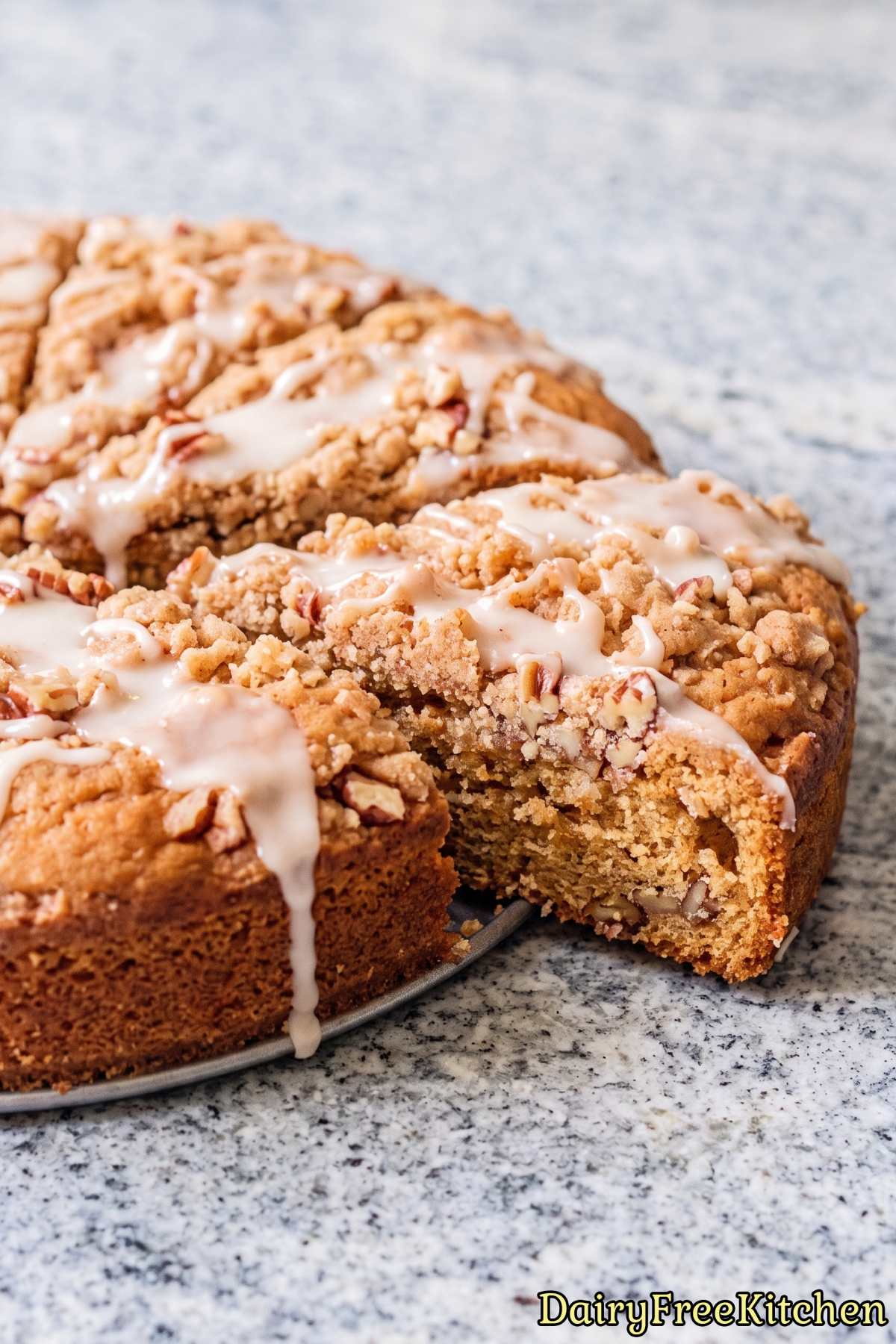 Fluffy coffee cake with sweet cinnamon streusel