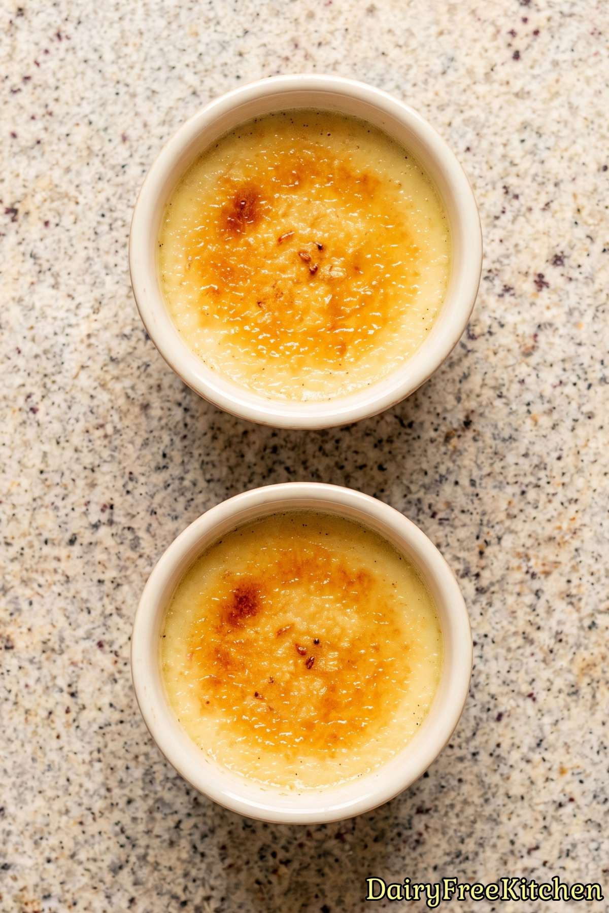 Coconut creme brulee dessert