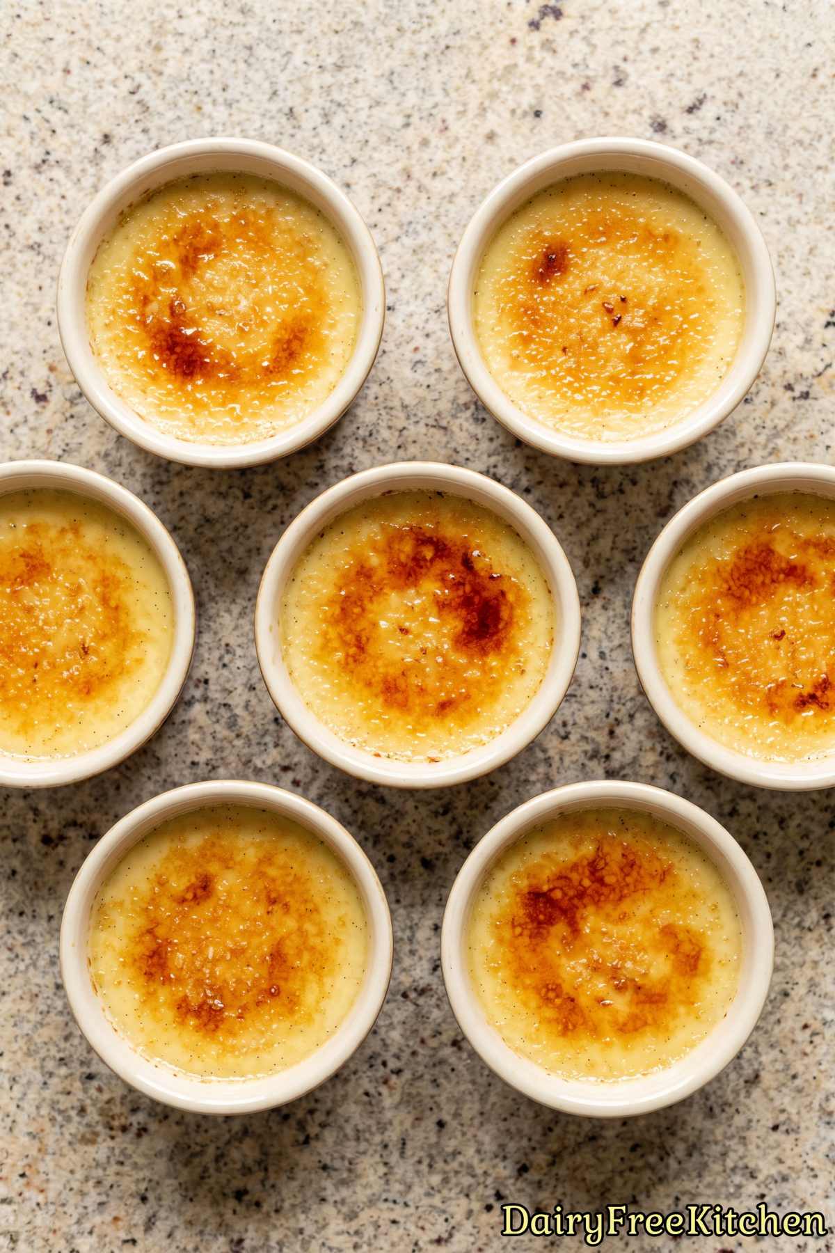 Vanilla coconut creme brulee ramekin
