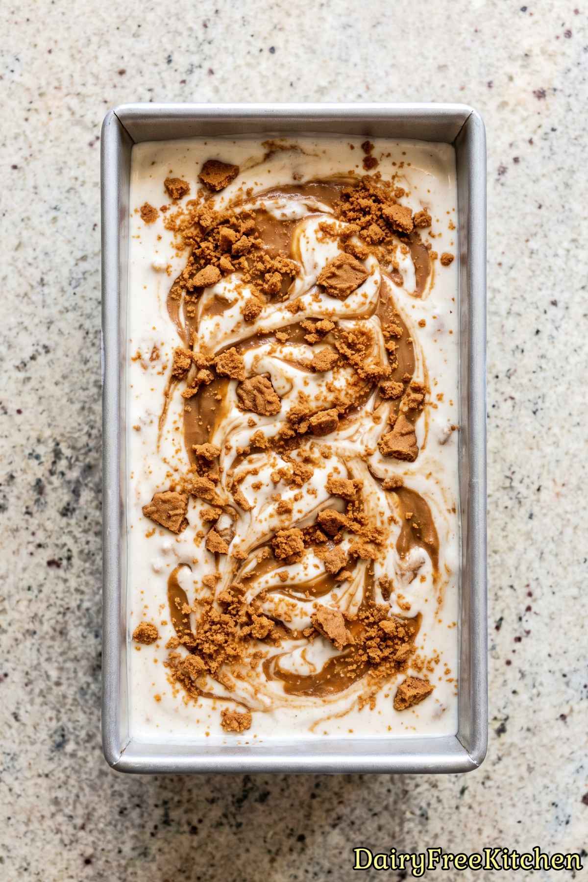 Decadent dairy free ice cream with cookie swirl