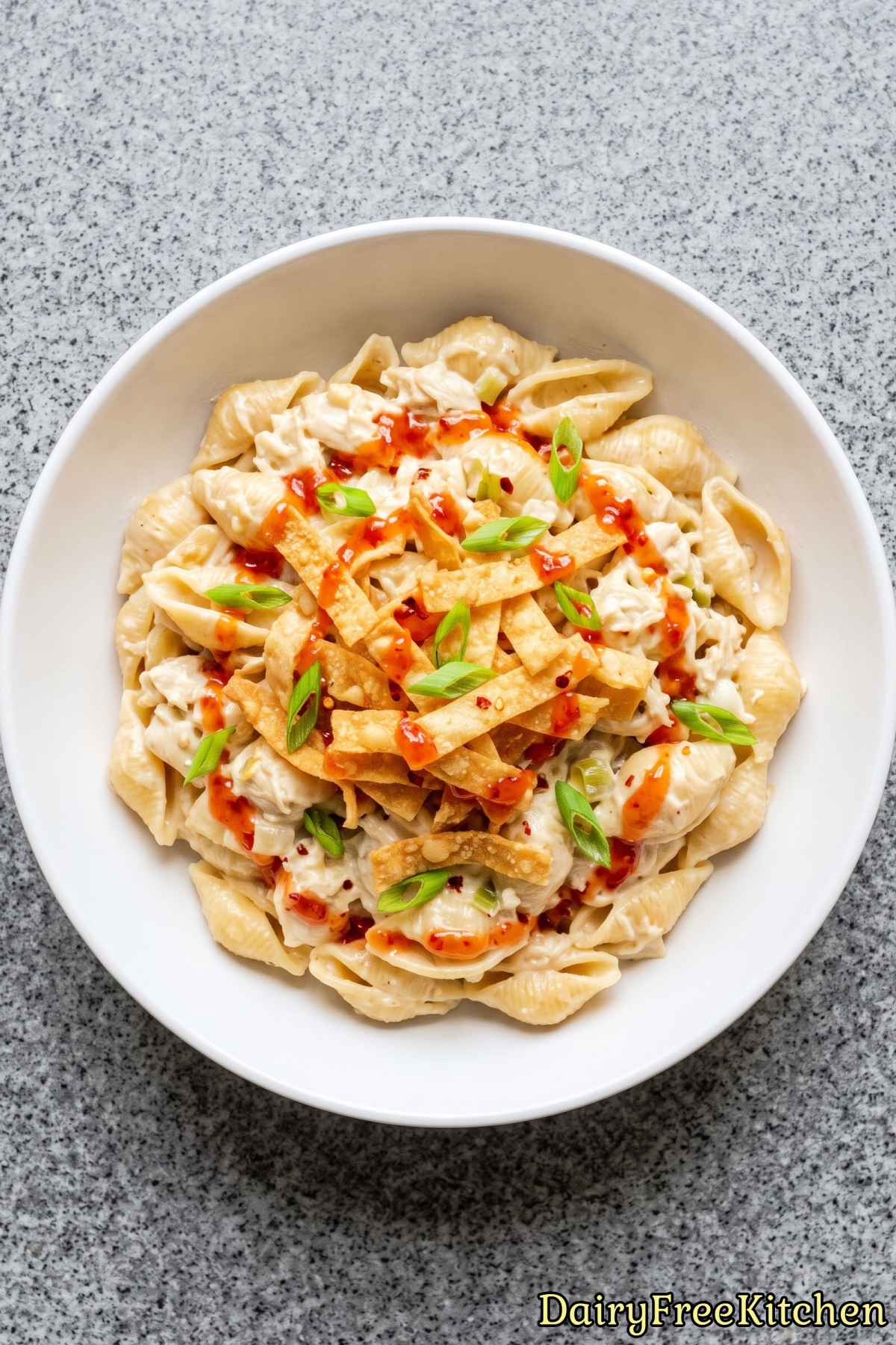 Dairy free crab rangoon pasta with chives