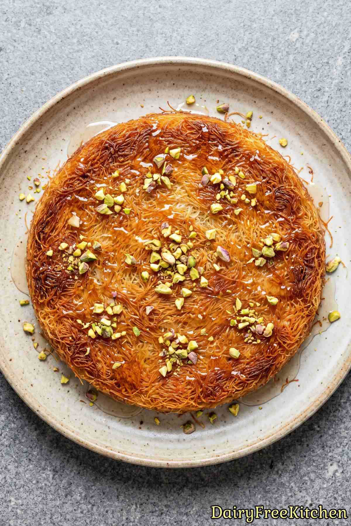 Freshly baked cream kunafa without dairy