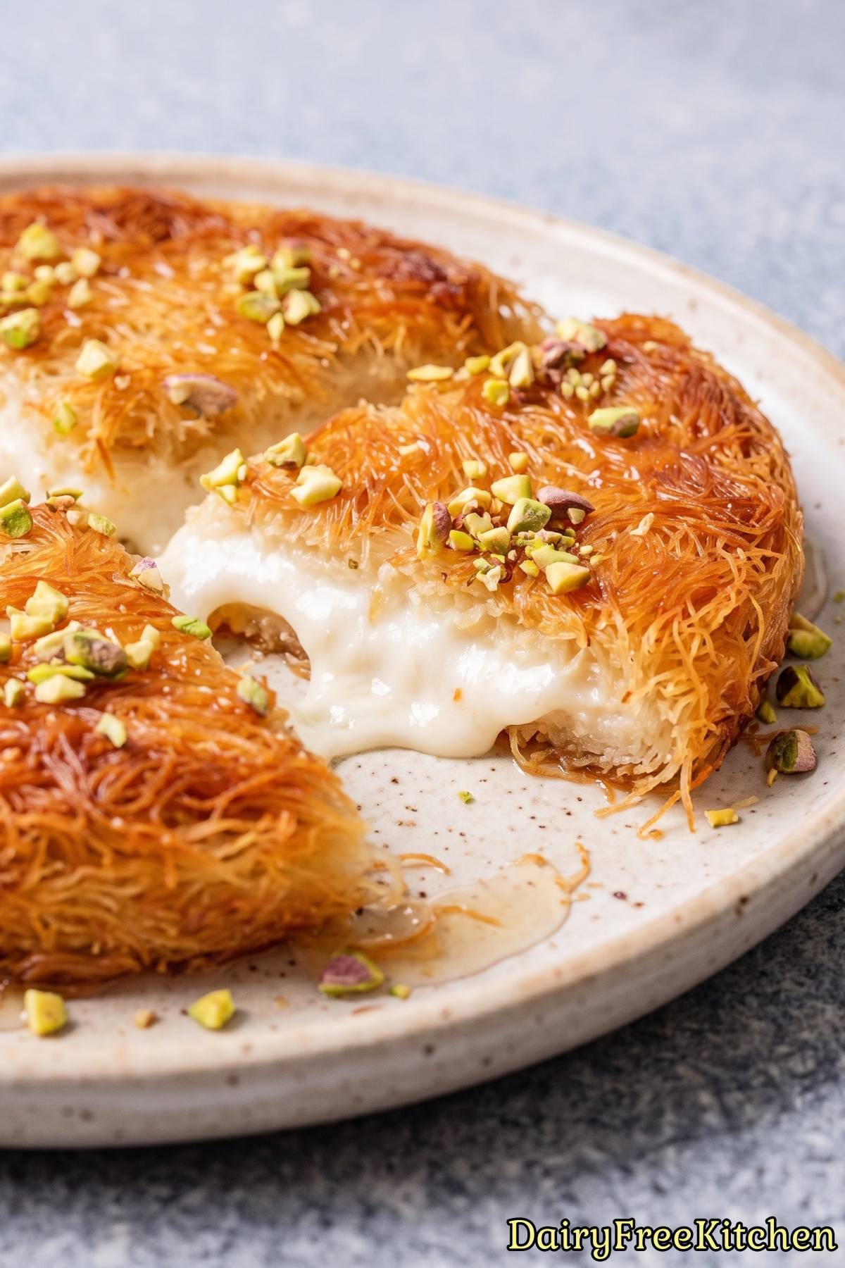Traditional cream kunafa made dairy free