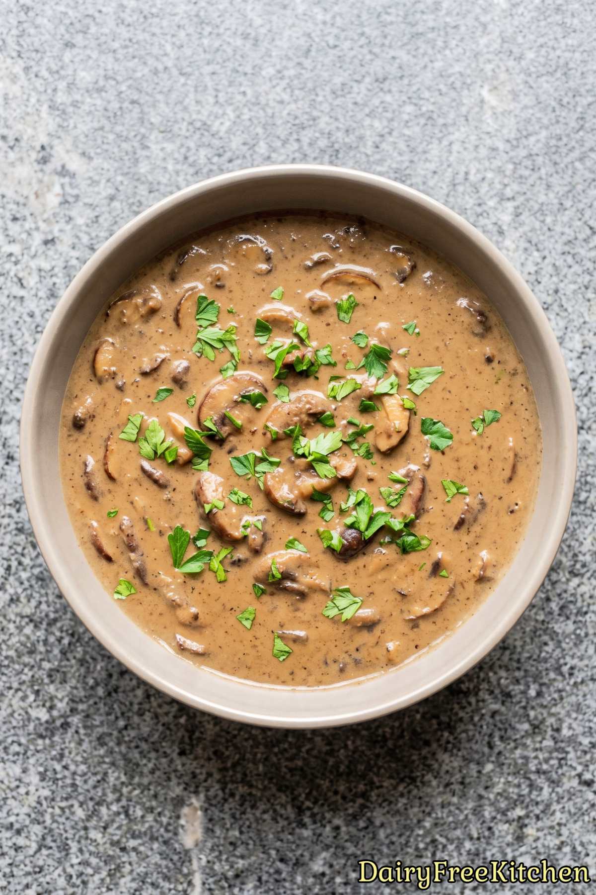 Wholesome dairy free mushroom soup bowl