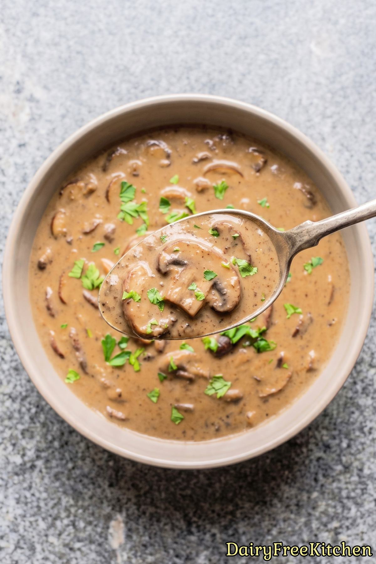 Hearty dairy free cream of mushroom soup