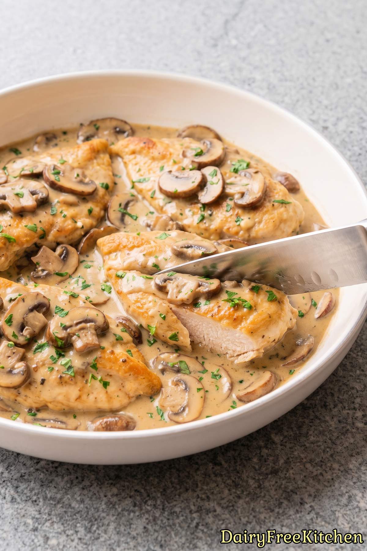 Easy creamy chicken marsala dairy free dinner