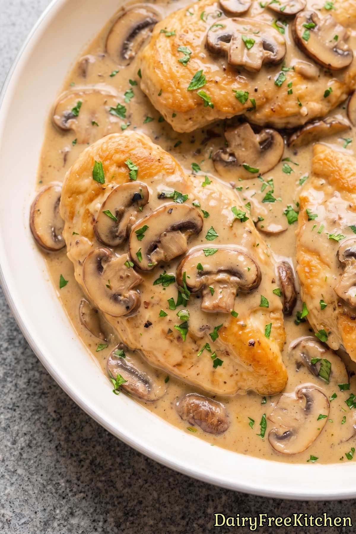 Homemade creamy dairy free chicken marsala