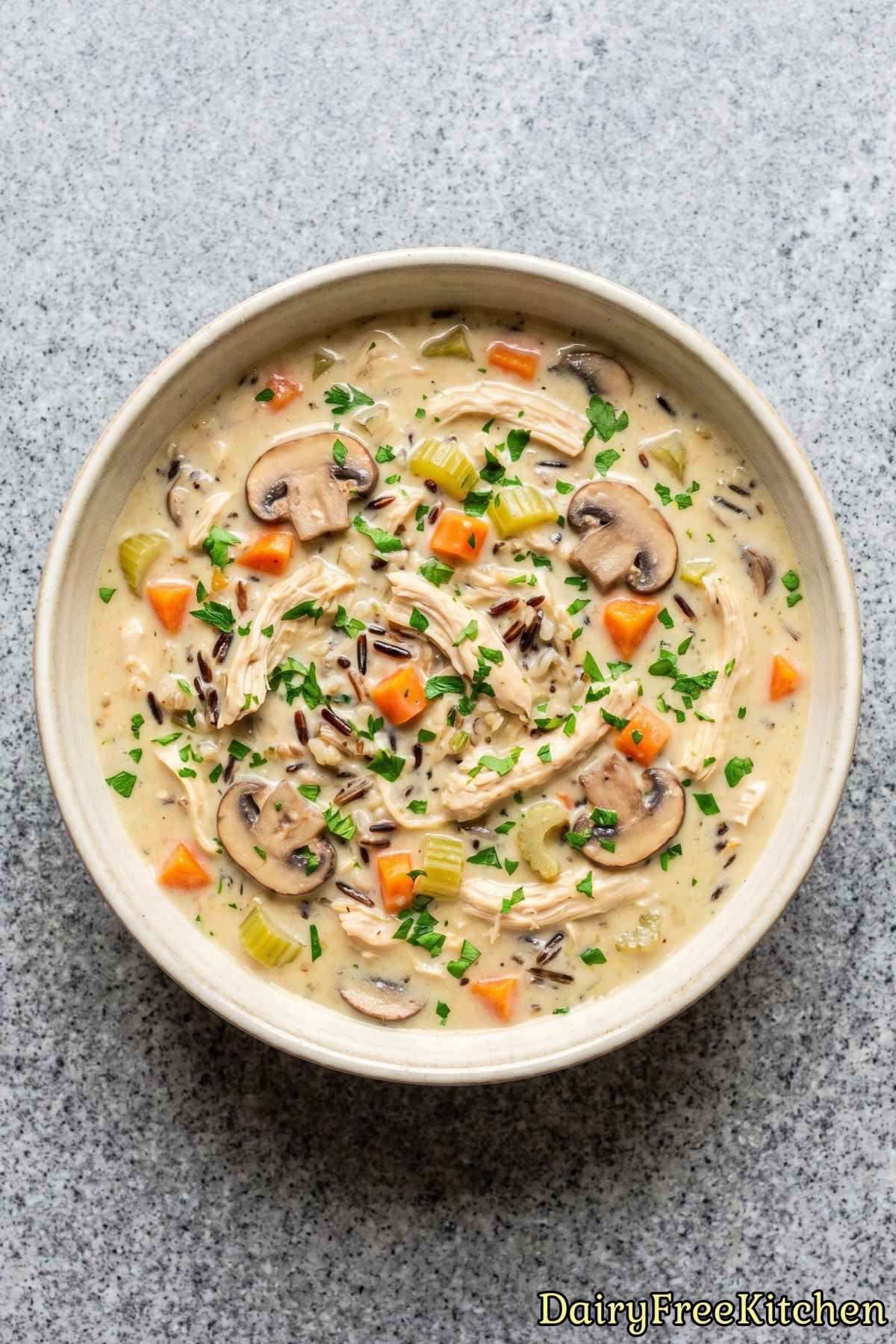 Wholesome creamy chicken wild rice soup