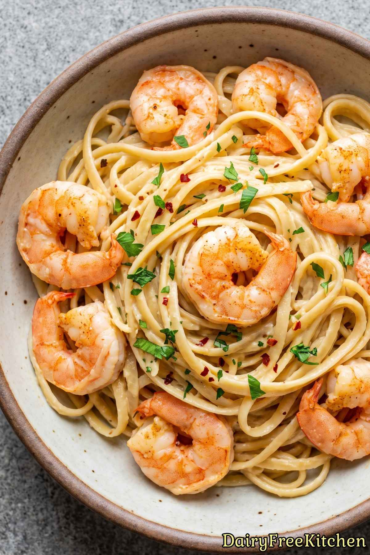 Homemade creamy garlic shrimp pasta