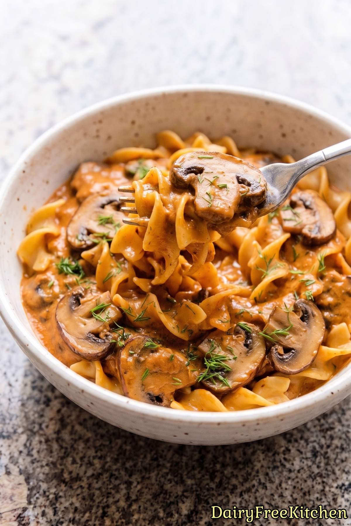 Warm and rich dairy free mushroom stroganoff