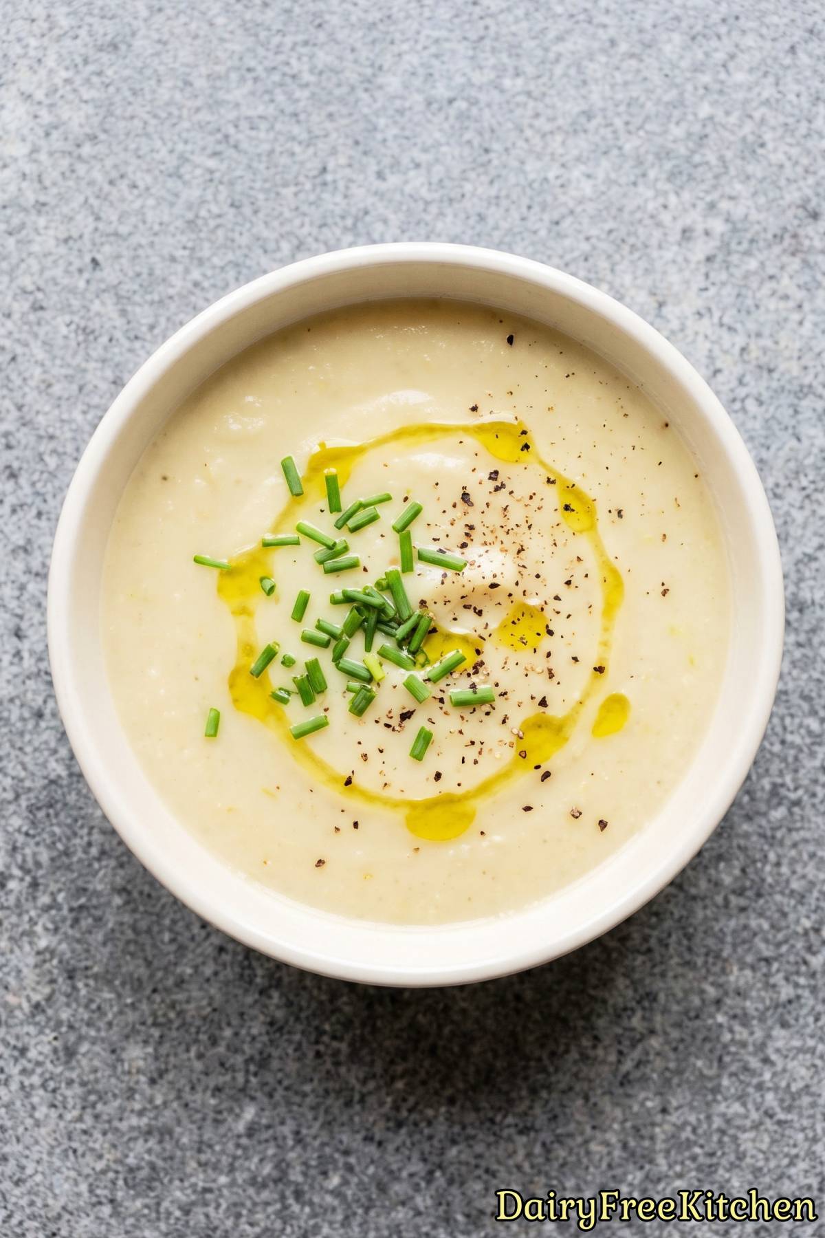 Homemade vegan potato leek soup