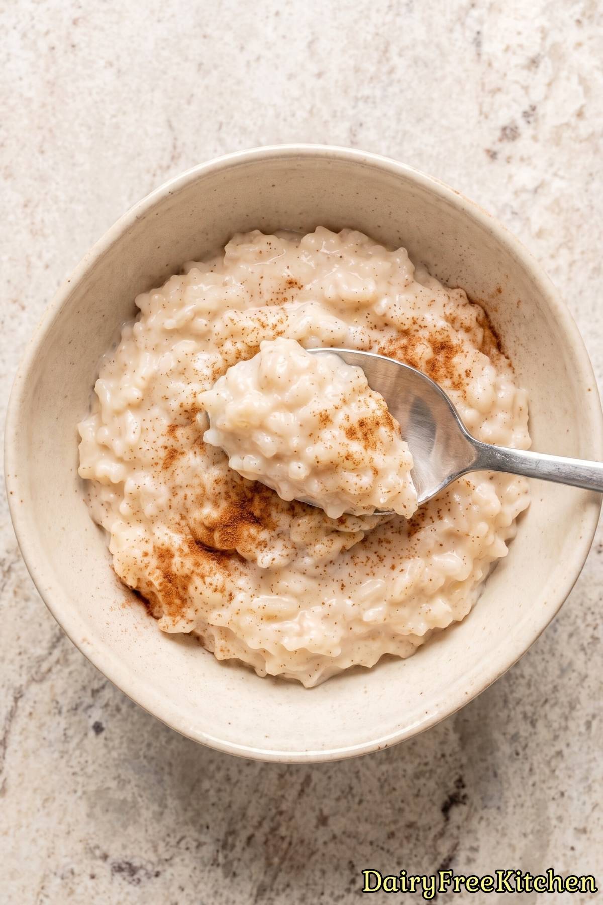 Tasty dairy free rice pudding dessert