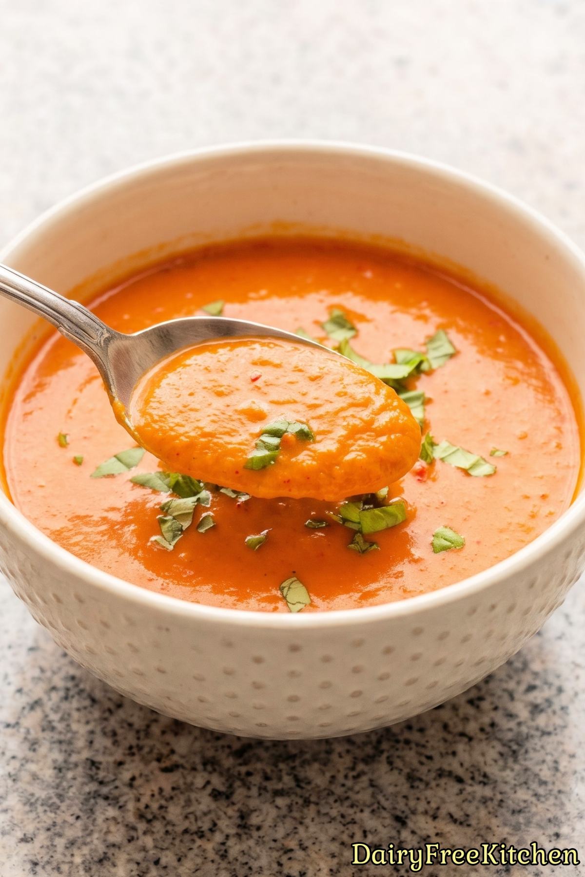 Homemade creamy red pepper soup