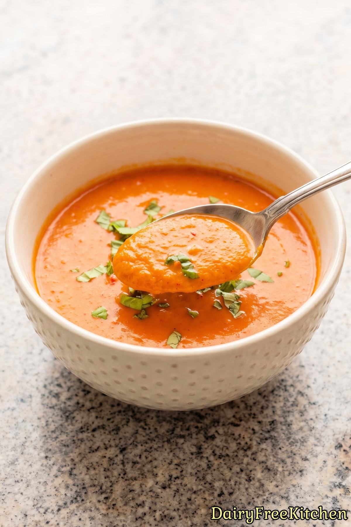 Creamy dairy free roasted red pepper soup