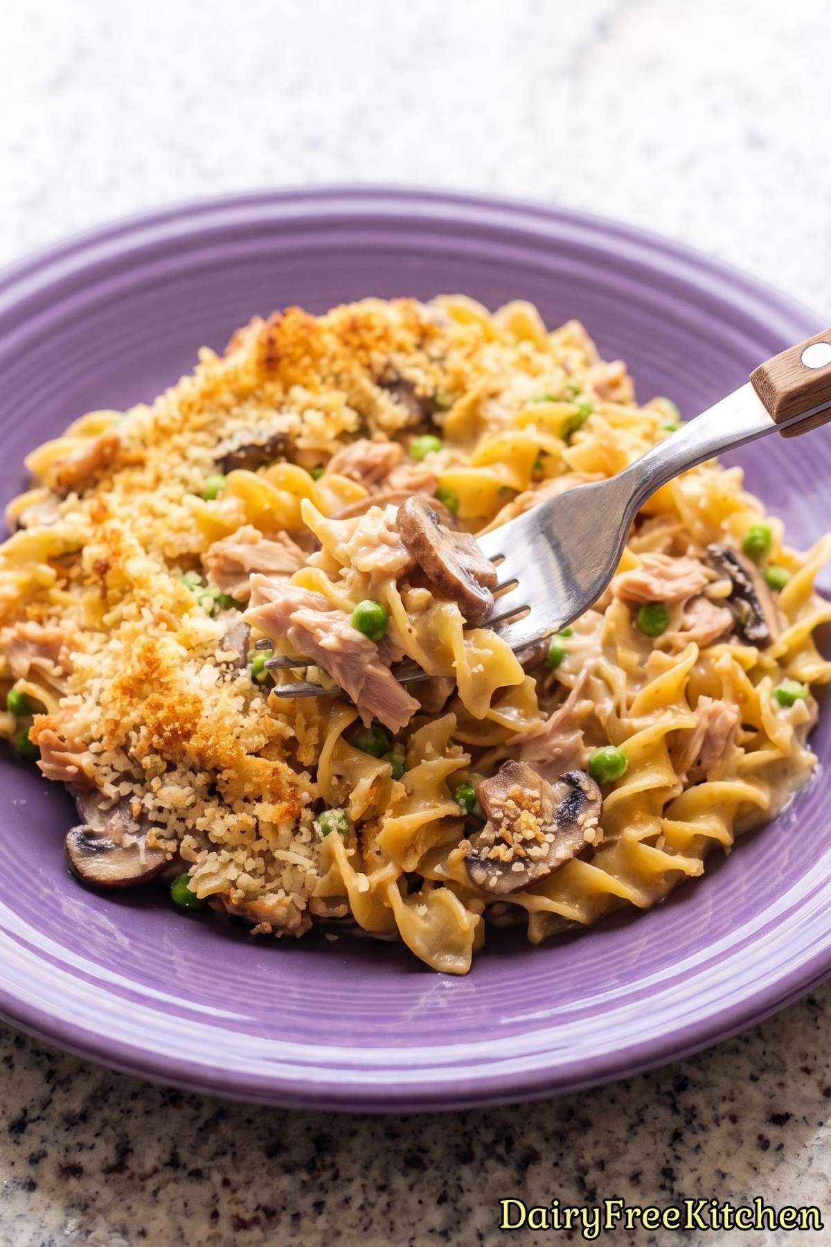Dairy free creamy tuna noodle casserole