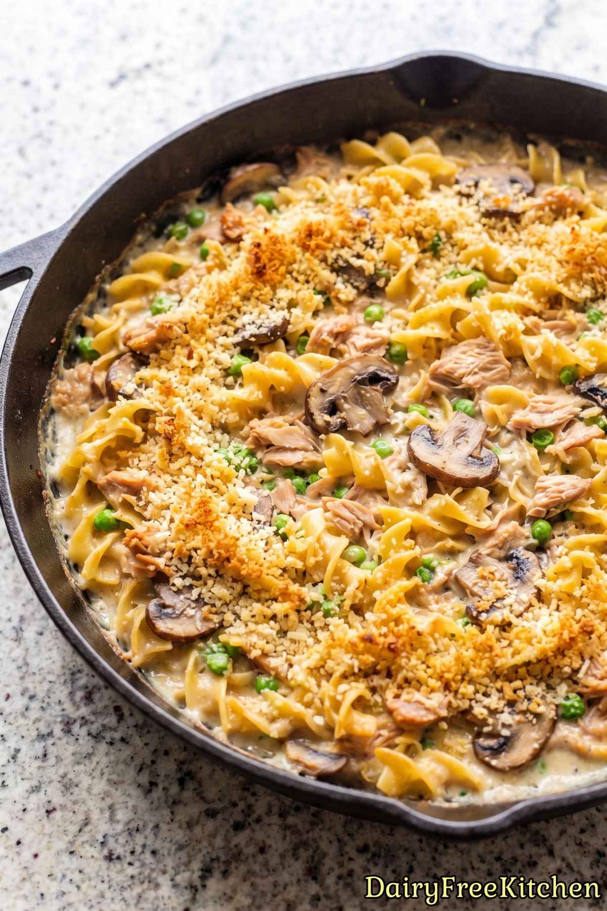 Homemade dairy free tuna noodle casserole