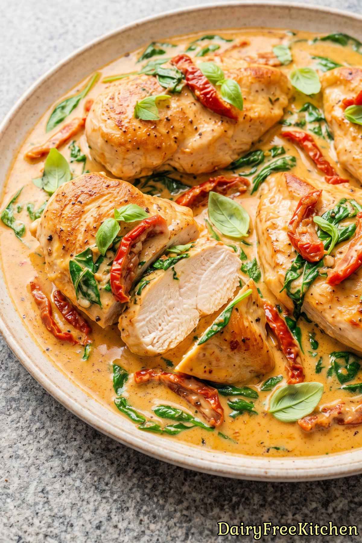 Homemade dairy free Tuscan chicken skillet