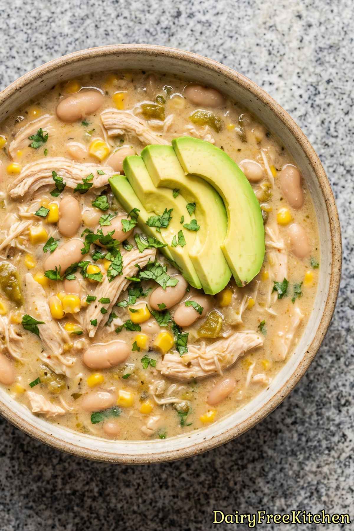 Flavorful dairy free creamy chicken chili
