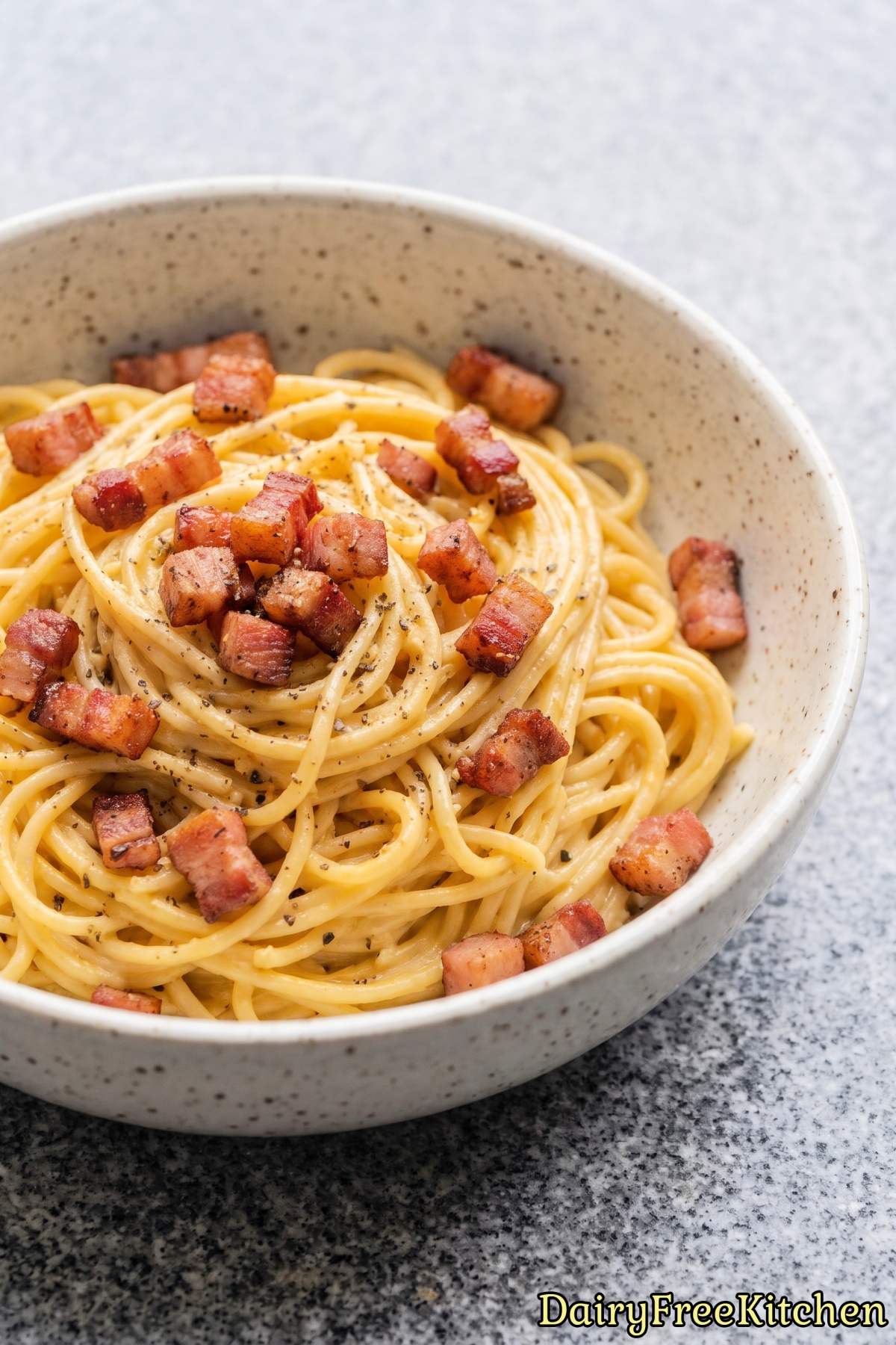 Rich dairy-free carbonara with pancetta