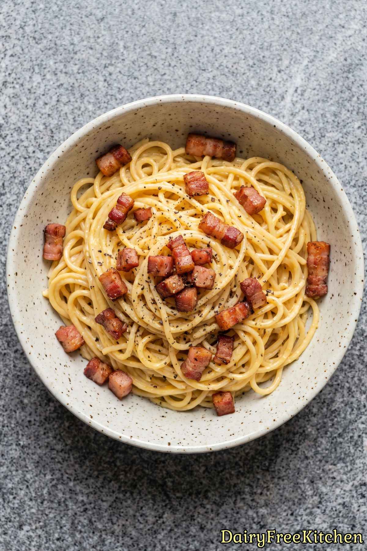 Comforting dairy free pancetta carbonara