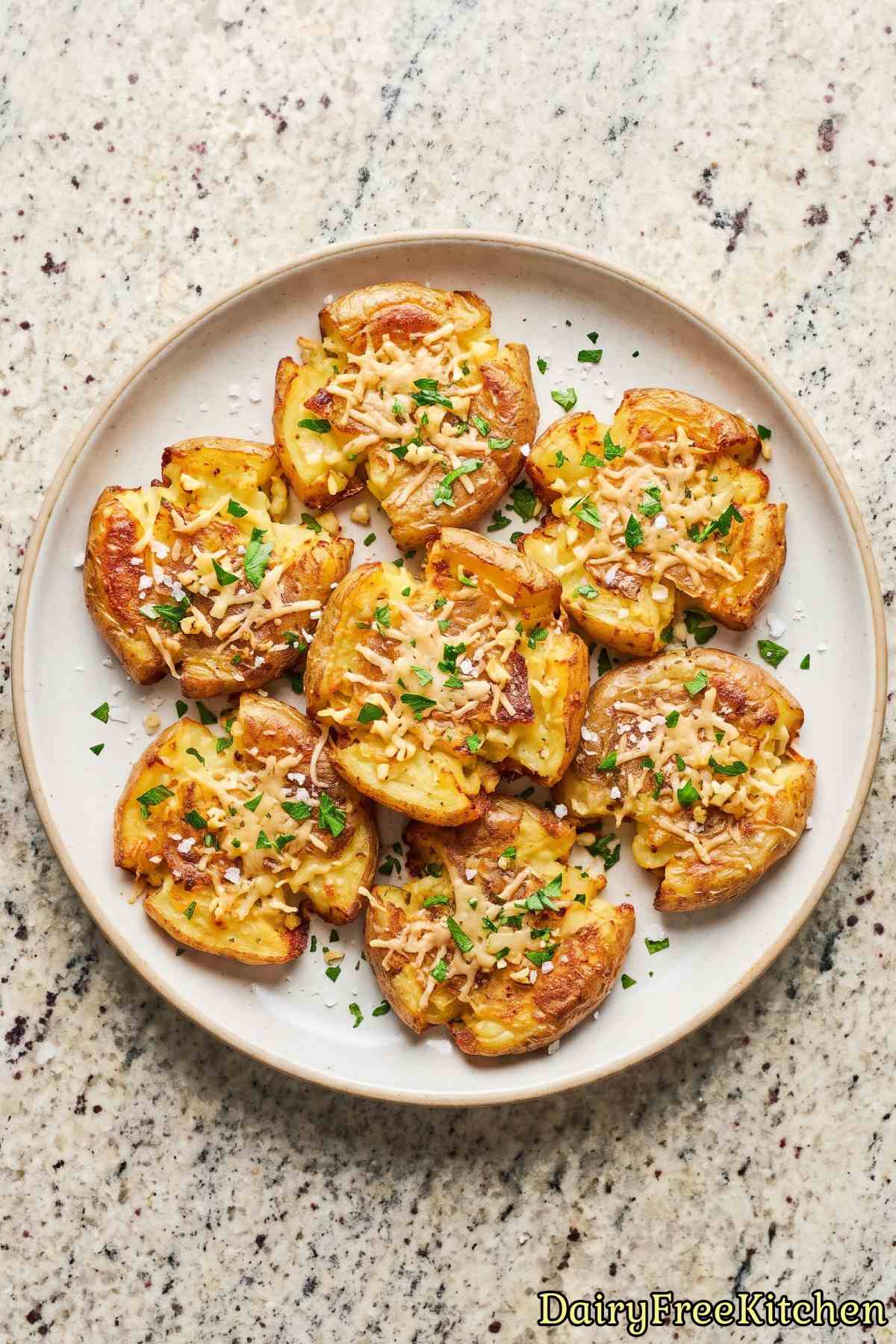 Crispy dairy free parmesan potato side dish