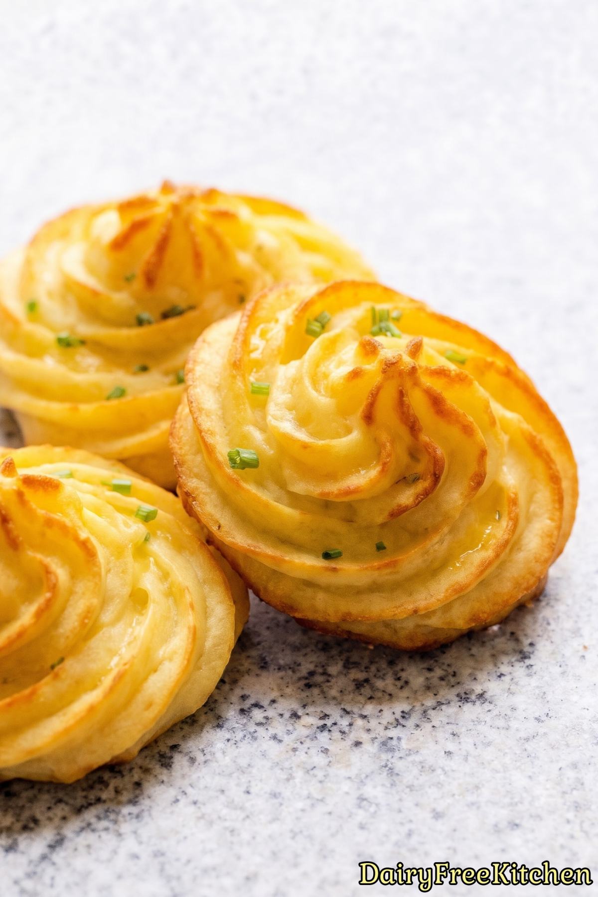 Homemade dairy free duchess potatoes