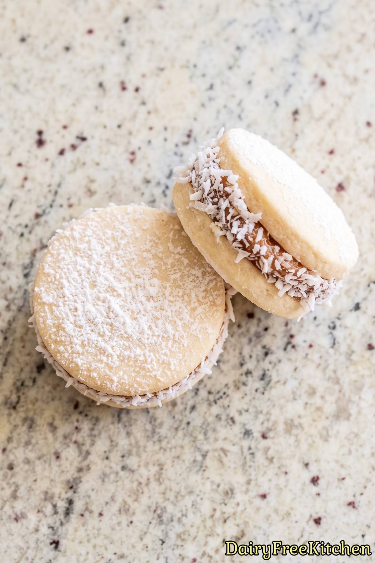 Tender homemade dairy free alfajores