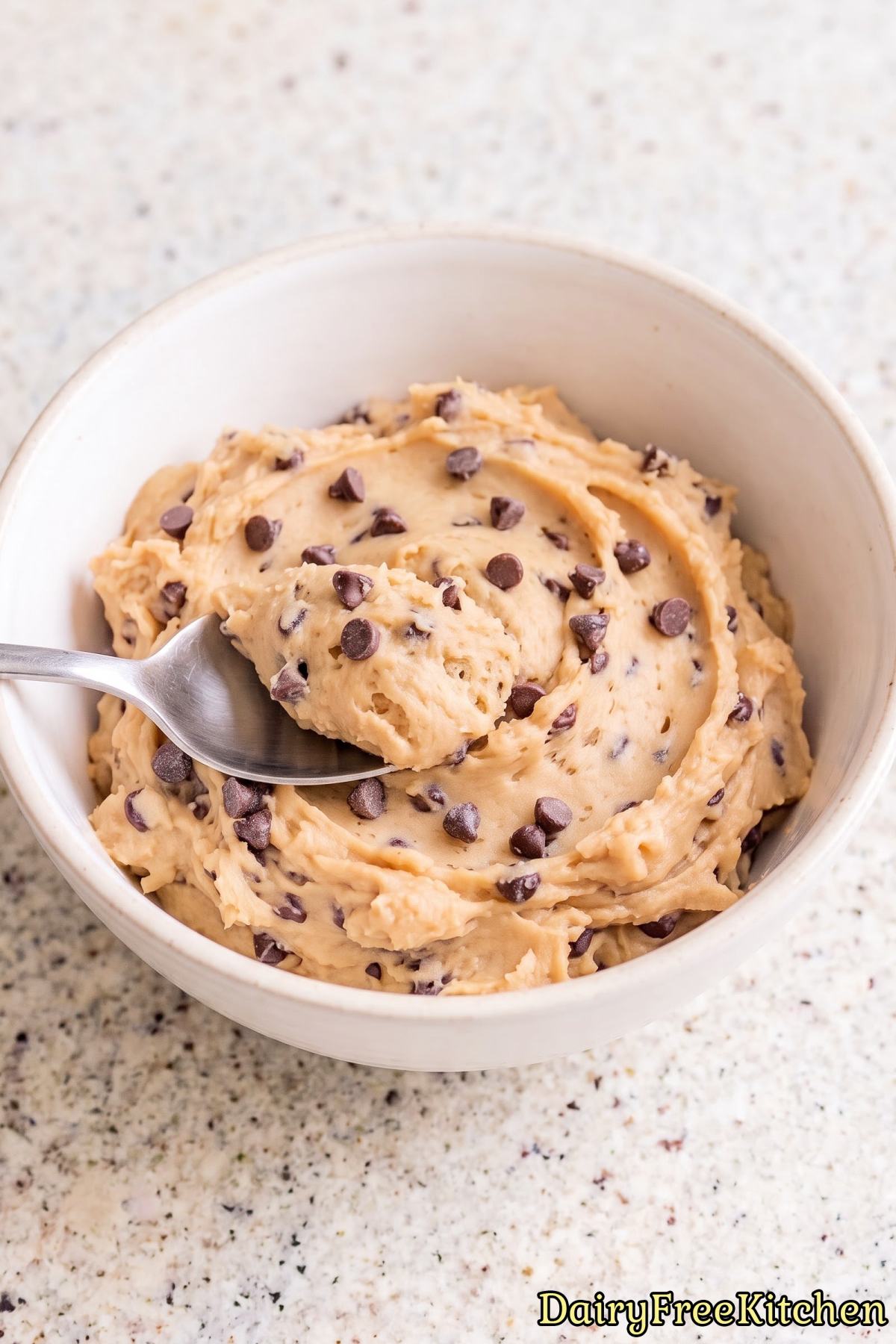 Simple scoop of dairy free edible cookie dough