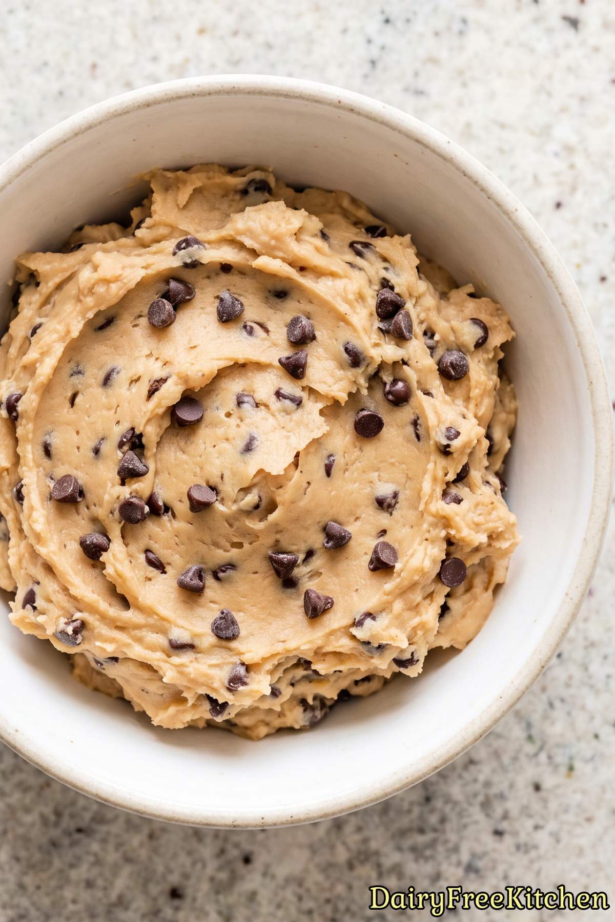 Fresh bowl of dairy free edible cookie dough