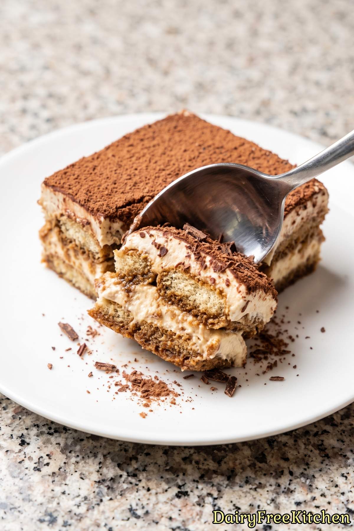 Dairy free espresso tiramisu slice