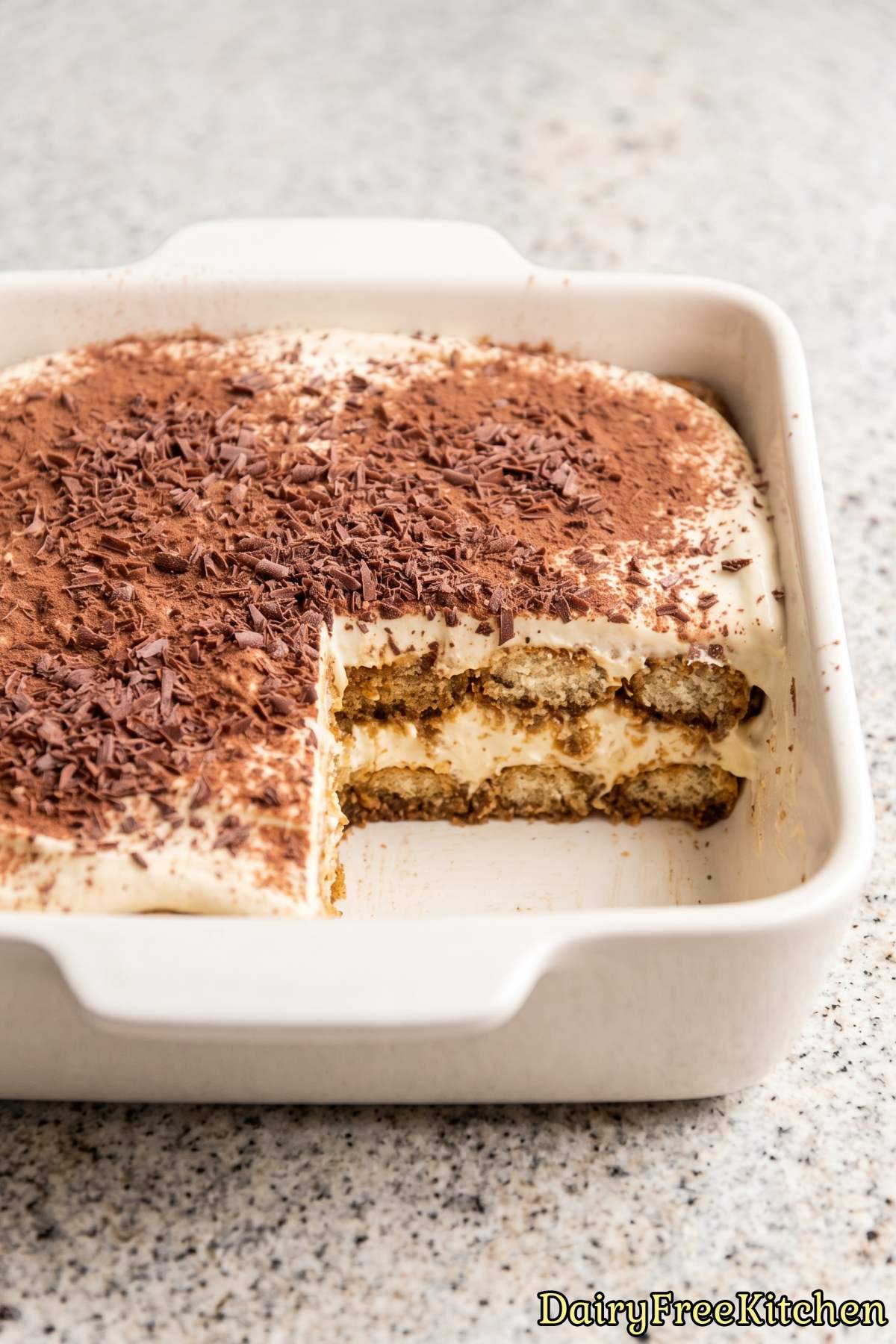 Rich espresso tiramisu, no dairy