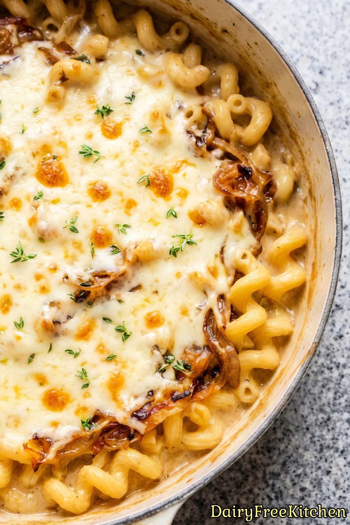 Creamy dairy free French onion pasta